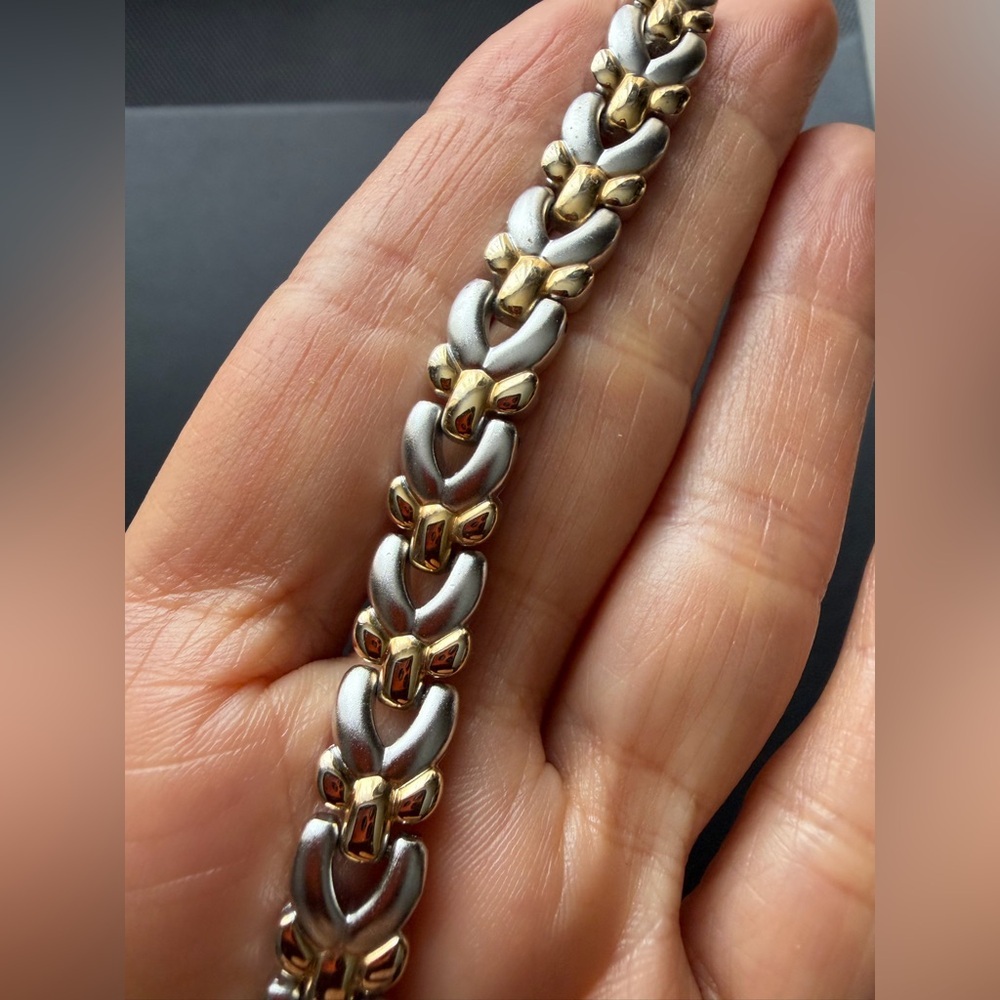 Sharp Two Tone Link Bracelet - Picture 8 of 10
